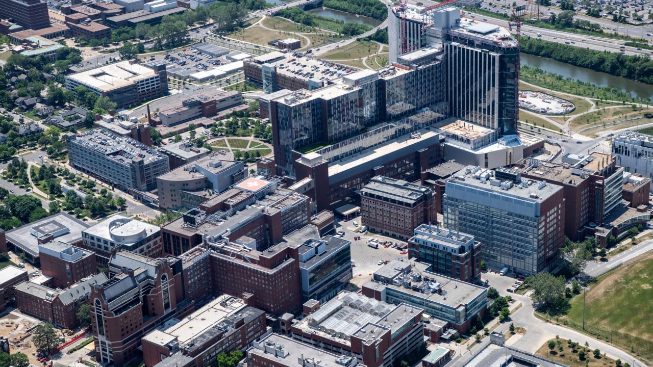 overhead image of the Ohio State campus 